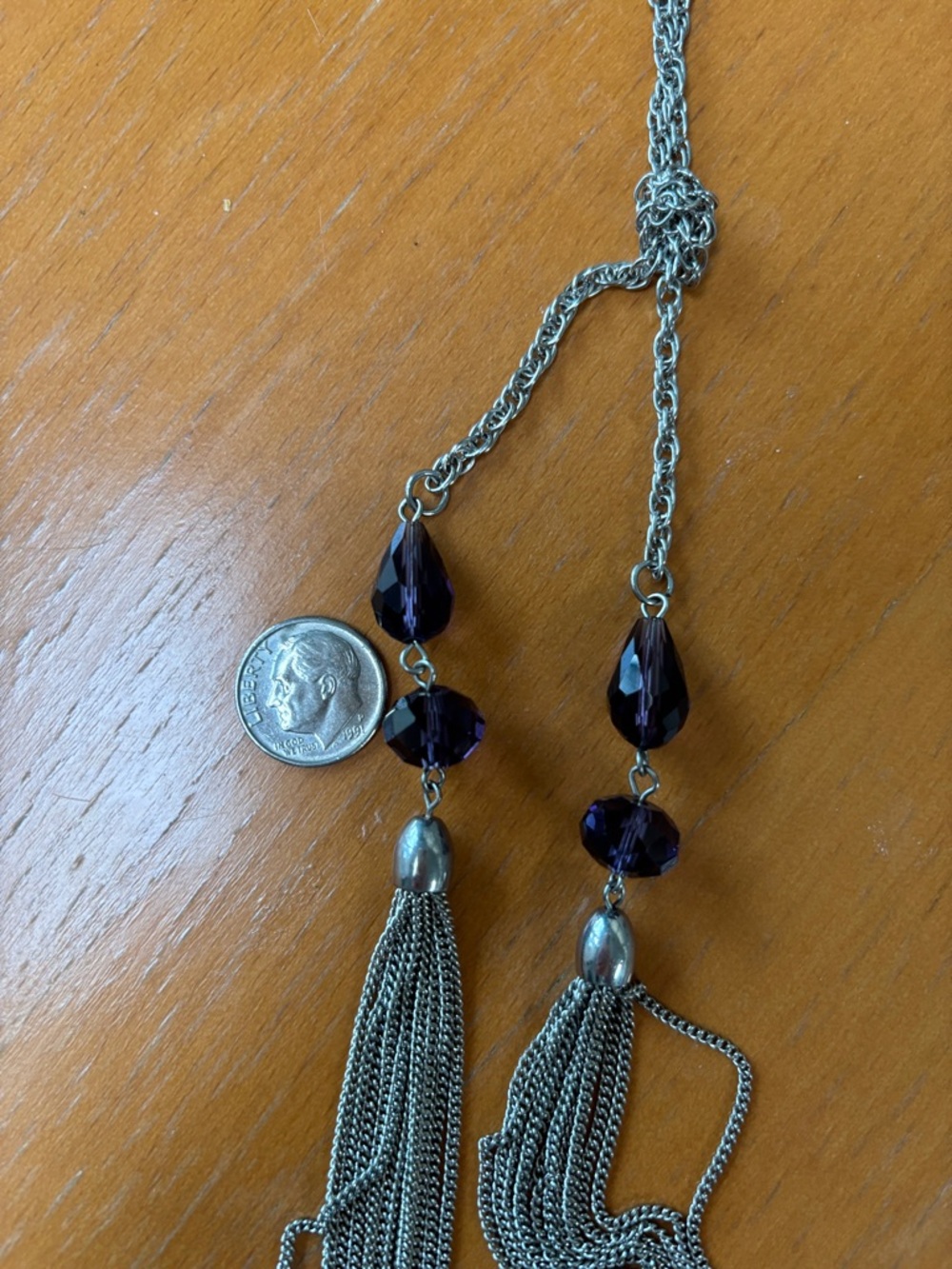 Silver tone lariat necklace - Picture 6 of 7